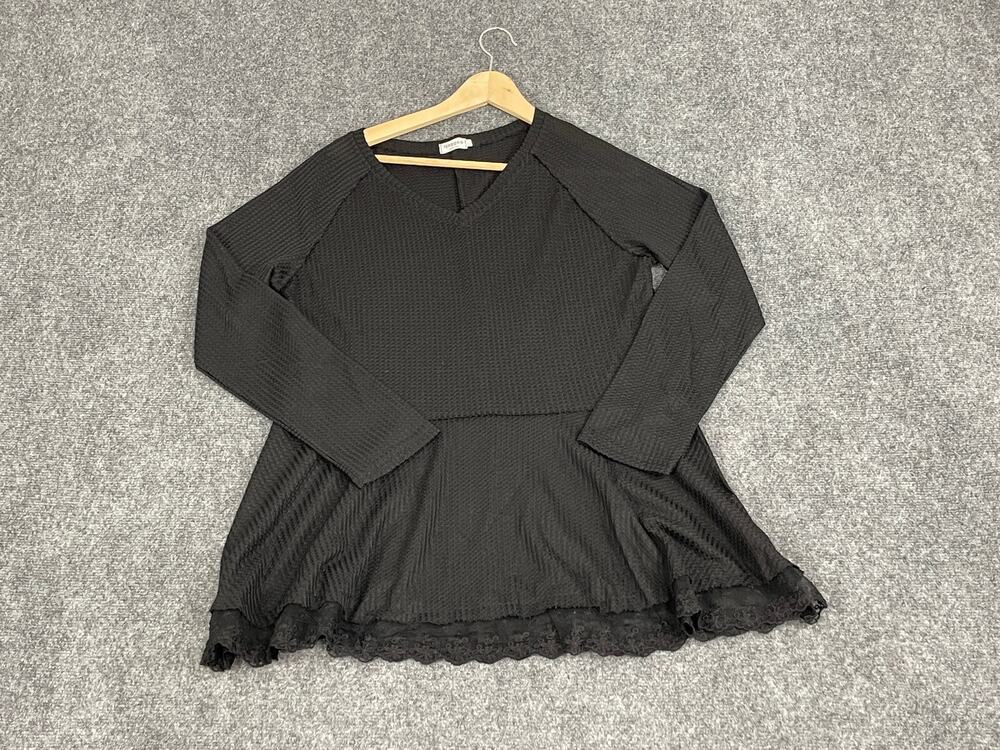 Naggoo Sweater Women’s XL Slim Fit Open Knit Lightweight Tunic Black N298